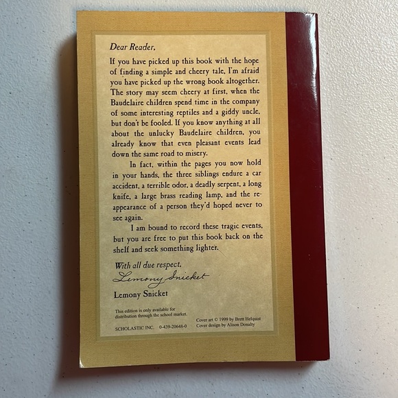 📚2/$6  The Reptile Room #2 in the A Series of Unfortunate Events Series - Picture 2 of 12